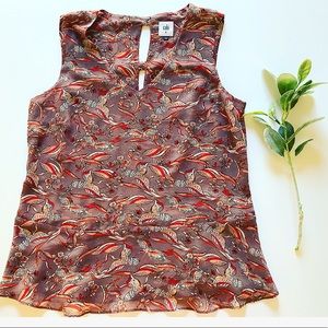 CAbi Peplum V- Neck Sheer Bird Blouse